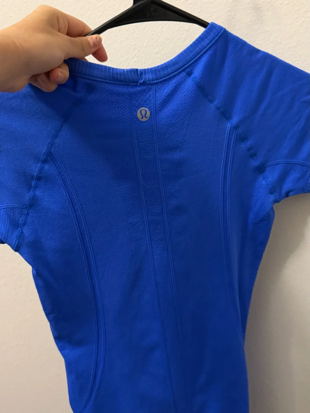 lululemon athletica cobalt blue short sleeve athletic top